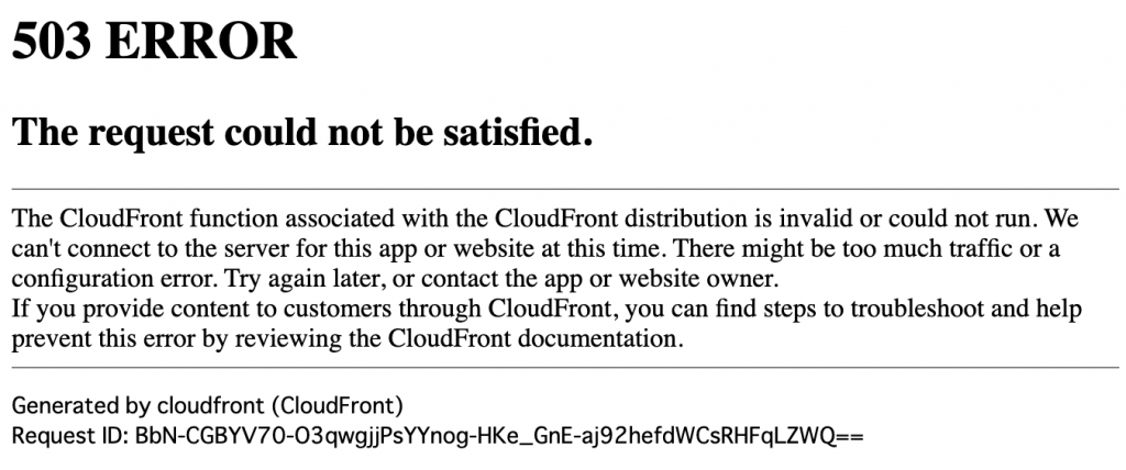 CloudFront Functions タイムアウトエラー